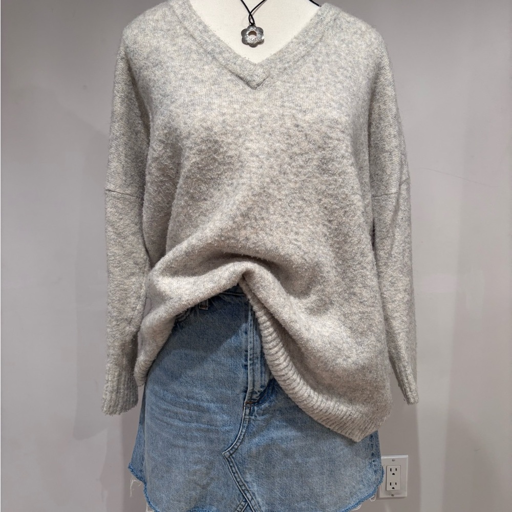 French Connection V-Neck Sweater - Soft Gray